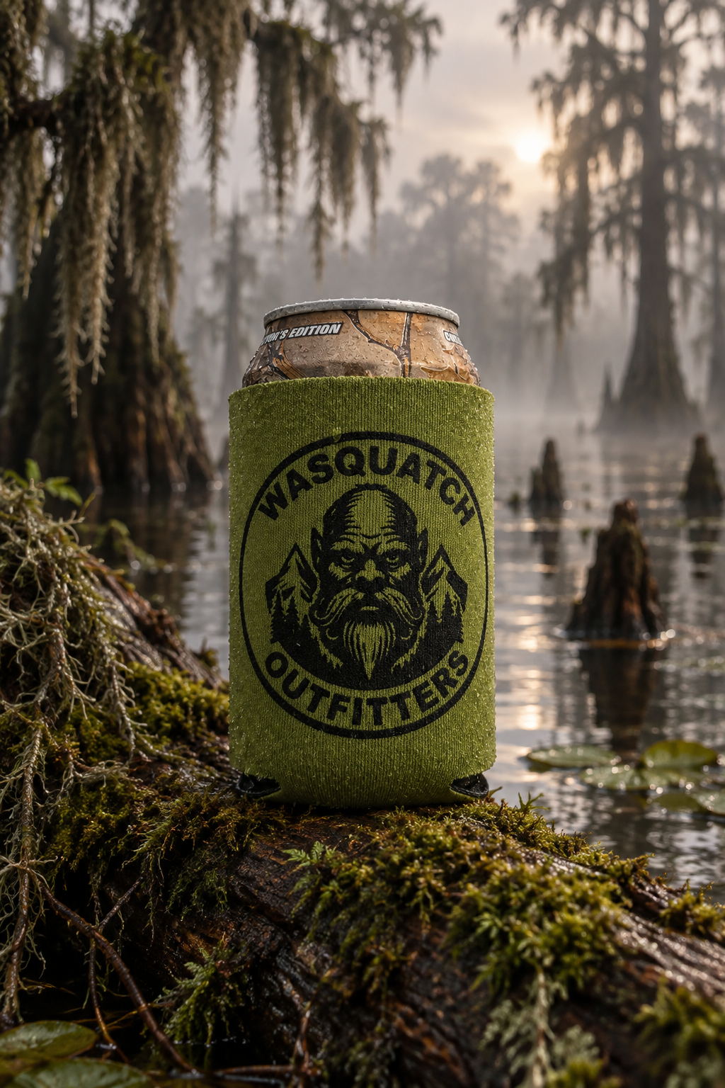 Army Koozie in Swamp